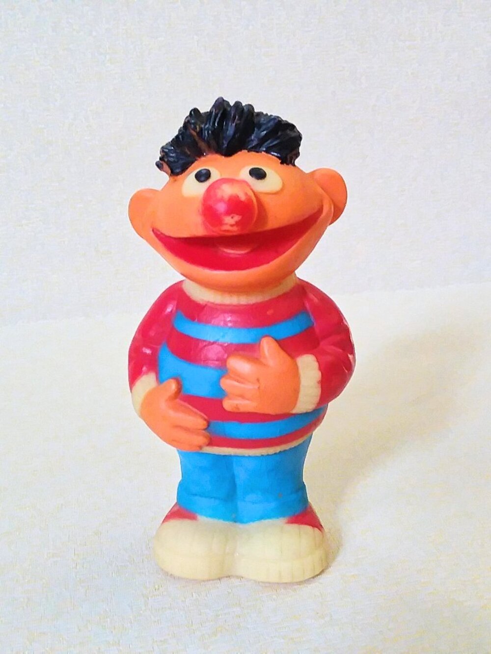 Sesame Street Ernie Squeaky Toy 5 1/4" Tall,  1970's-80's Vintage Toddler Toys